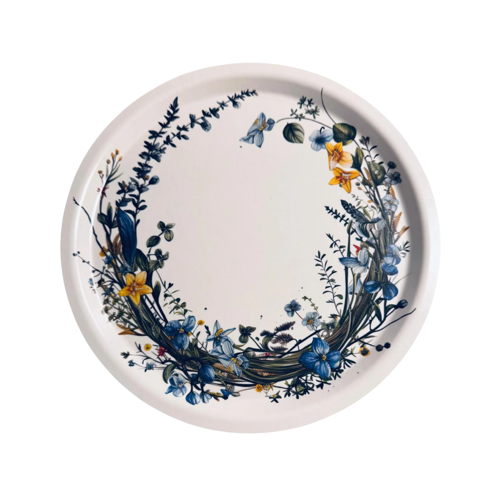 Serviertablett Blumen rund