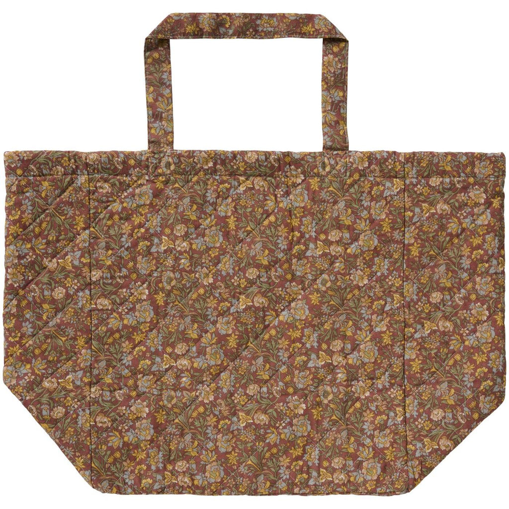 Tasche wattiert L dunkelbraun mit  Blümchenmuster