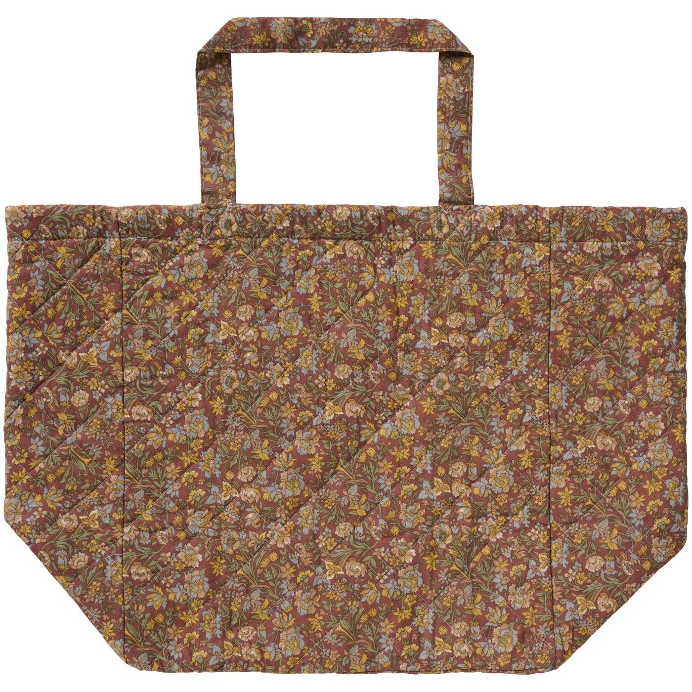 Tasche wattiert L dunkelbraun mit  Blümchenmuster