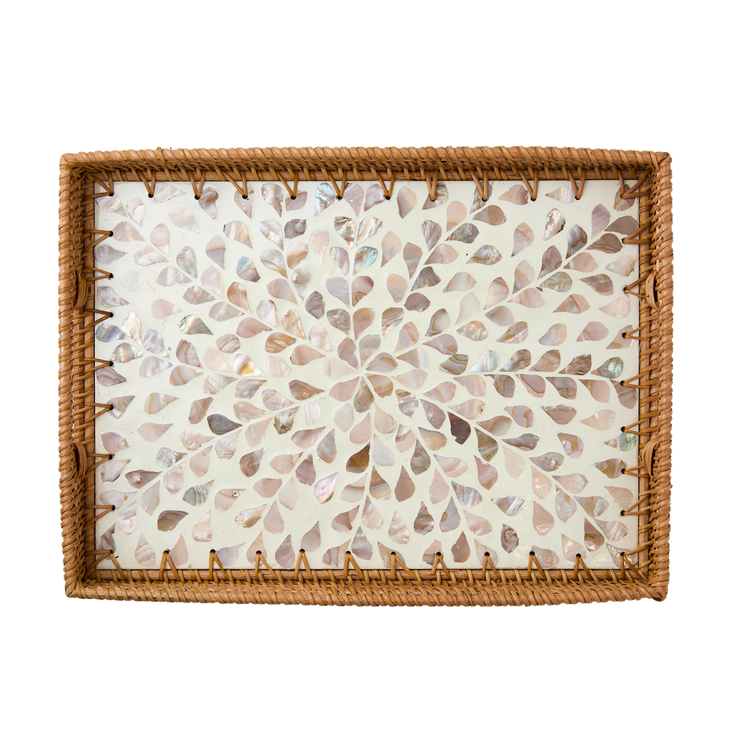 Tablett mit Muschelmuster dunkelbeige