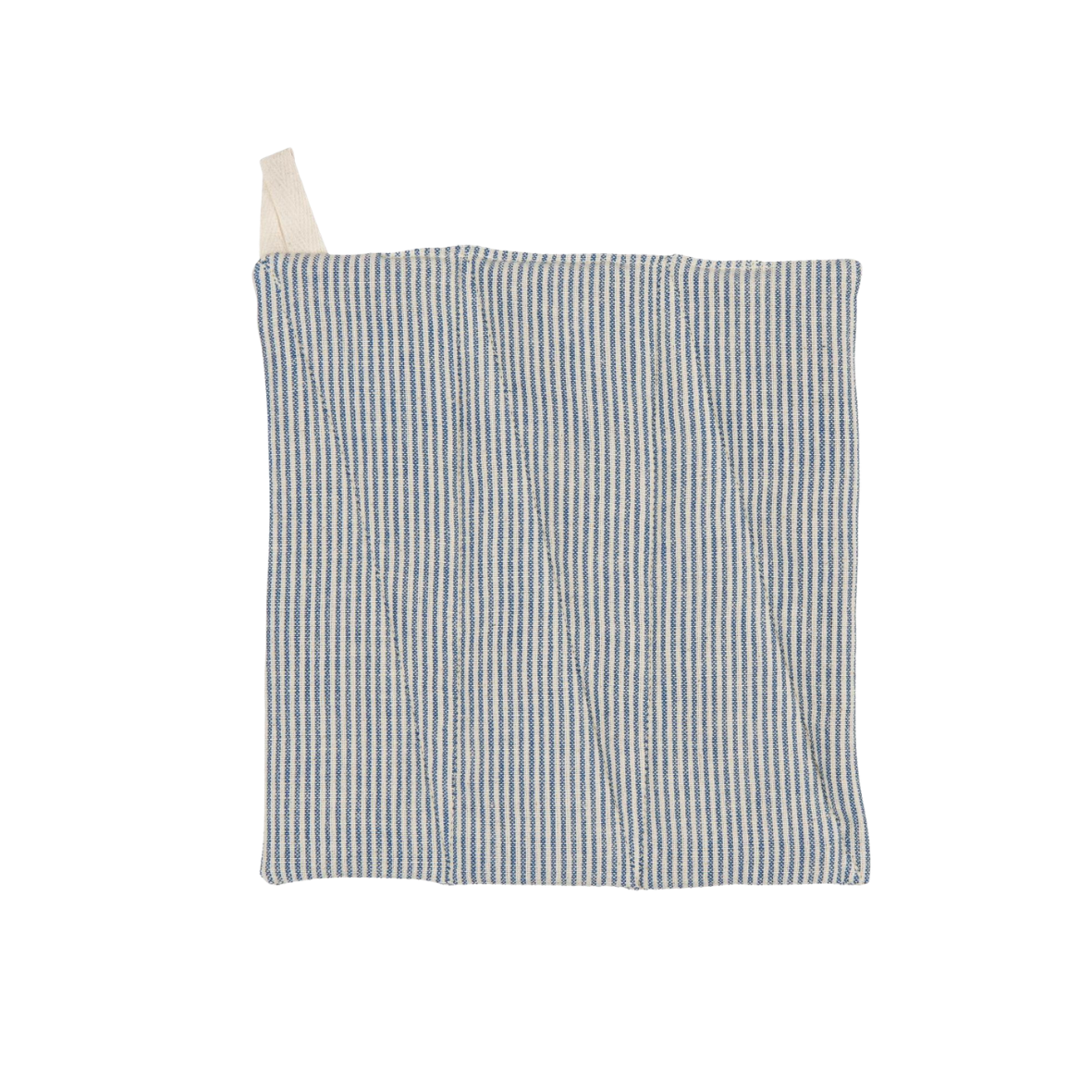Topflappen creme mit blauen dünnen Streifen