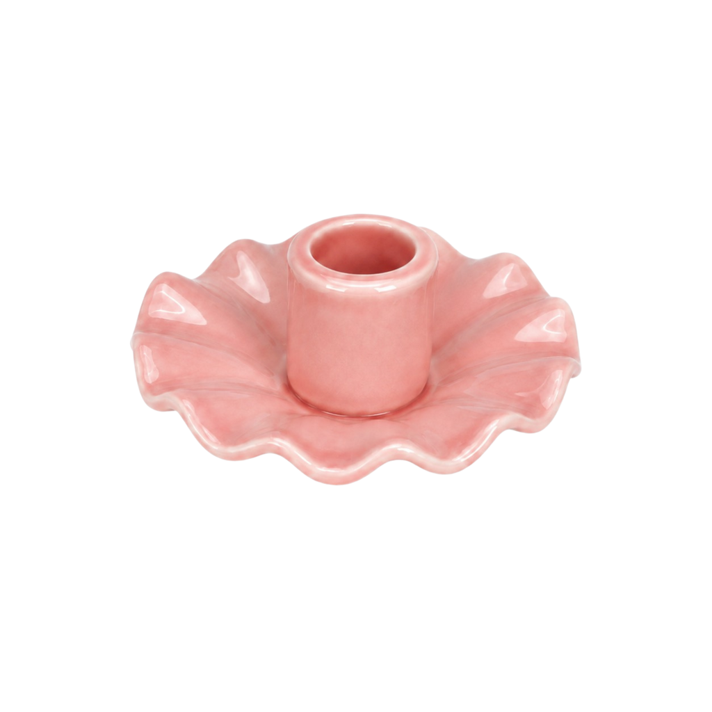 Kerzenhalter Porzellan gewellt rosa