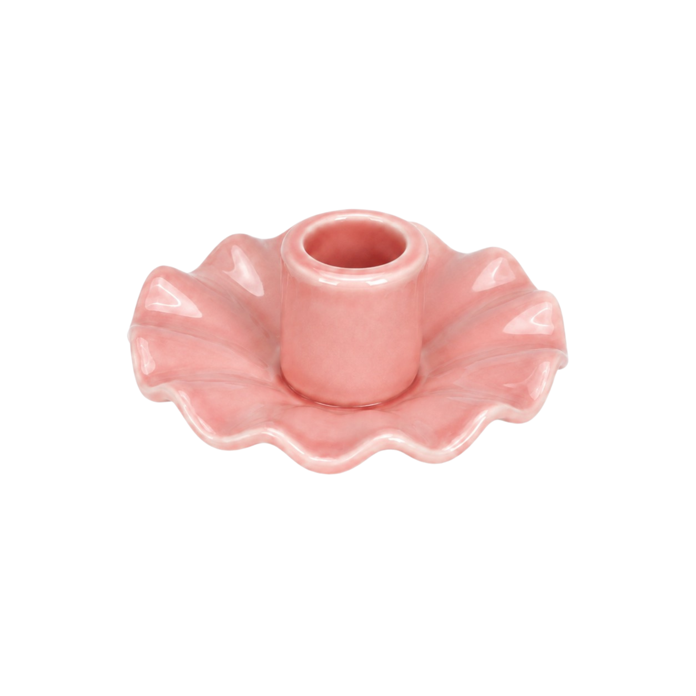 Kerzenhalter Porzellan gewellt rosa