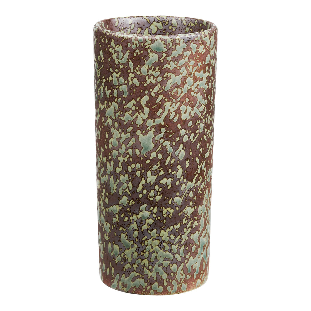 Vase dunkelbraun mit grünen Sprenkeln