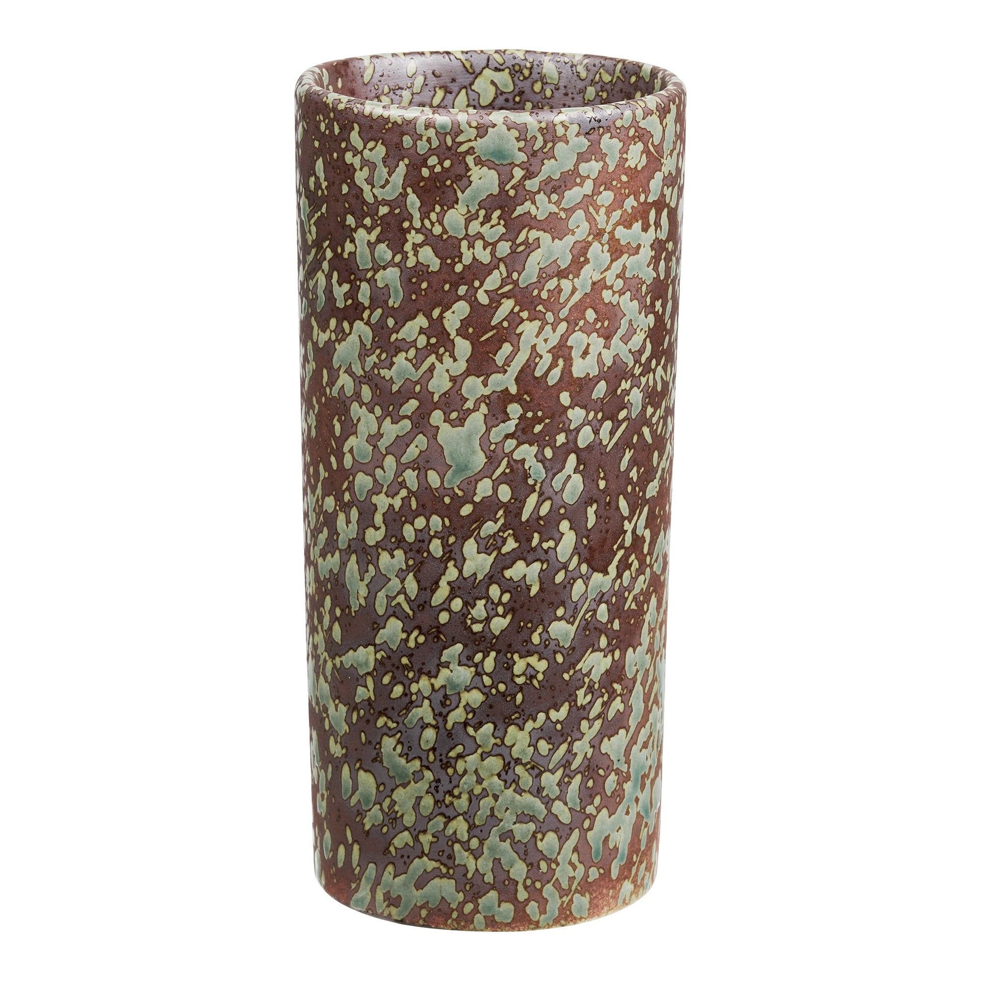 Vase dunkelbraun mit grünen Sprenkeln