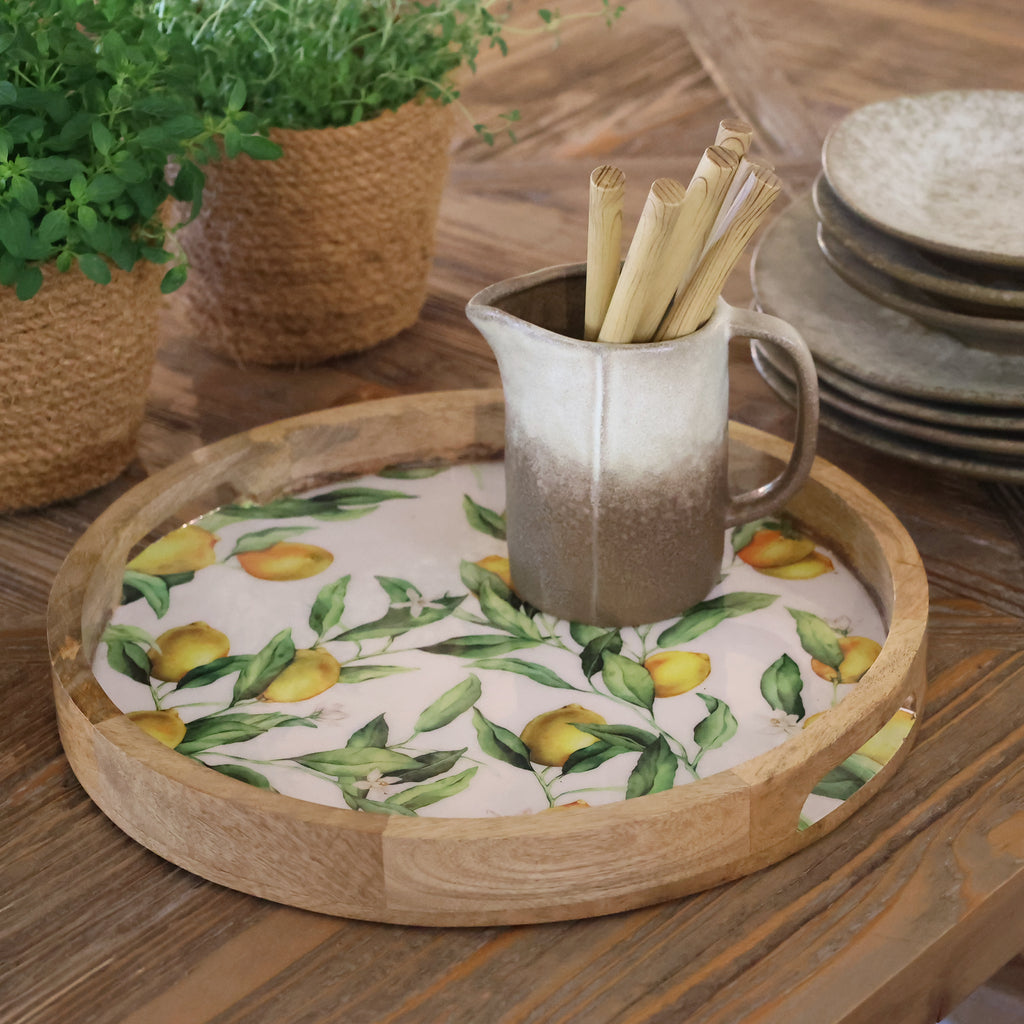 Tablett Zitronen Mangoholz