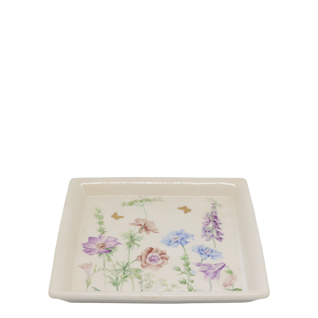 Papillon Tablett mit Blumen
