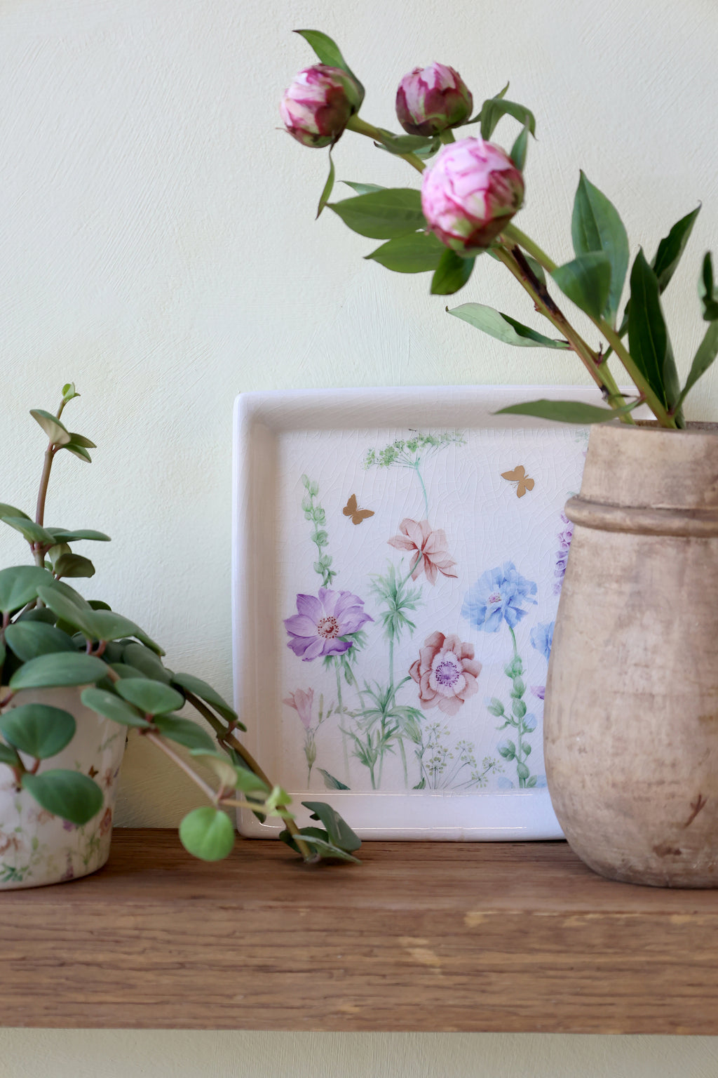 Papillon Tablett mit Blumen