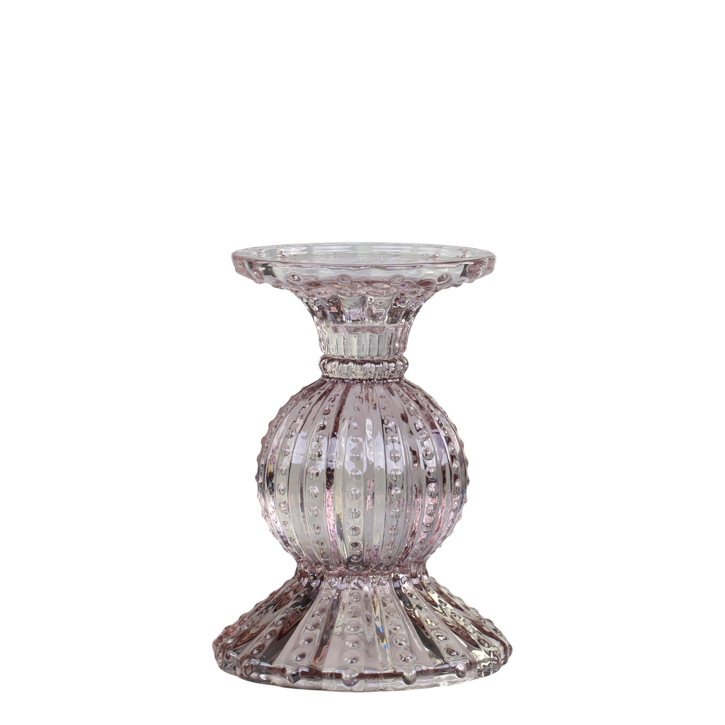 Kerzenhalter Glas mit Perlkante S