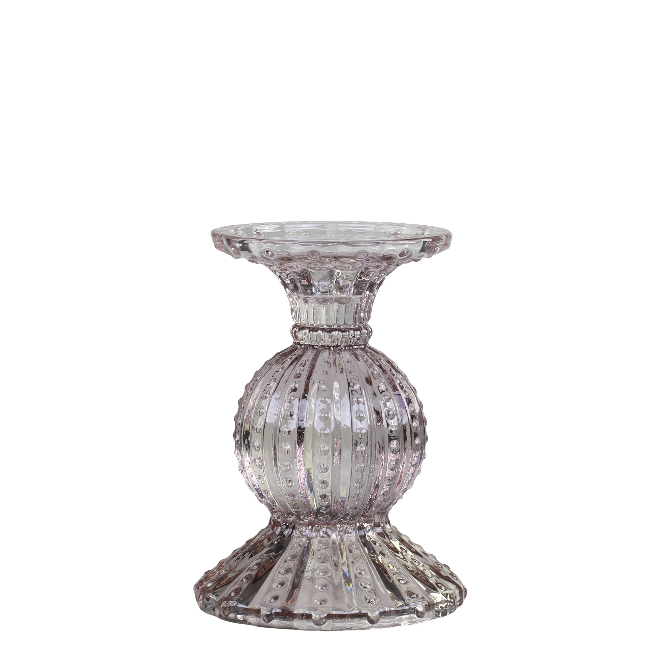 Kerzenhalter Glas mit Perlkante S
