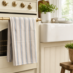 Geschirrtuch beige mit blau/beigen Streifen