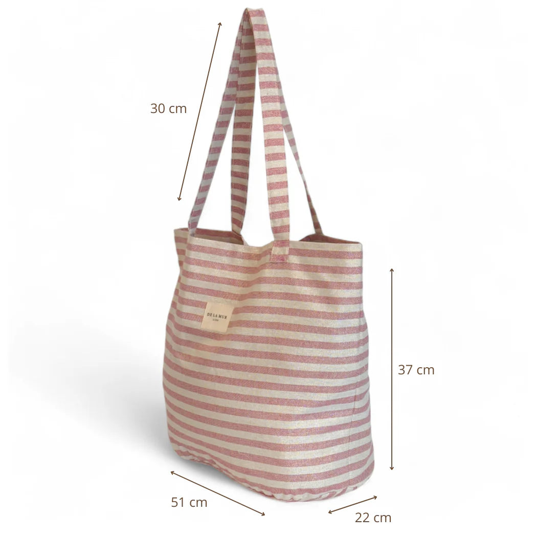 De La Mur Shopper ecru und rosa mit gänzendem Ton