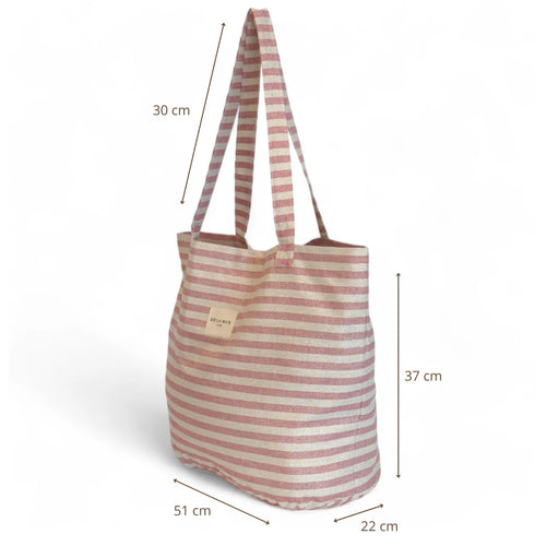 De La Mur Shopper ecru und rosa mit gänzendem Ton