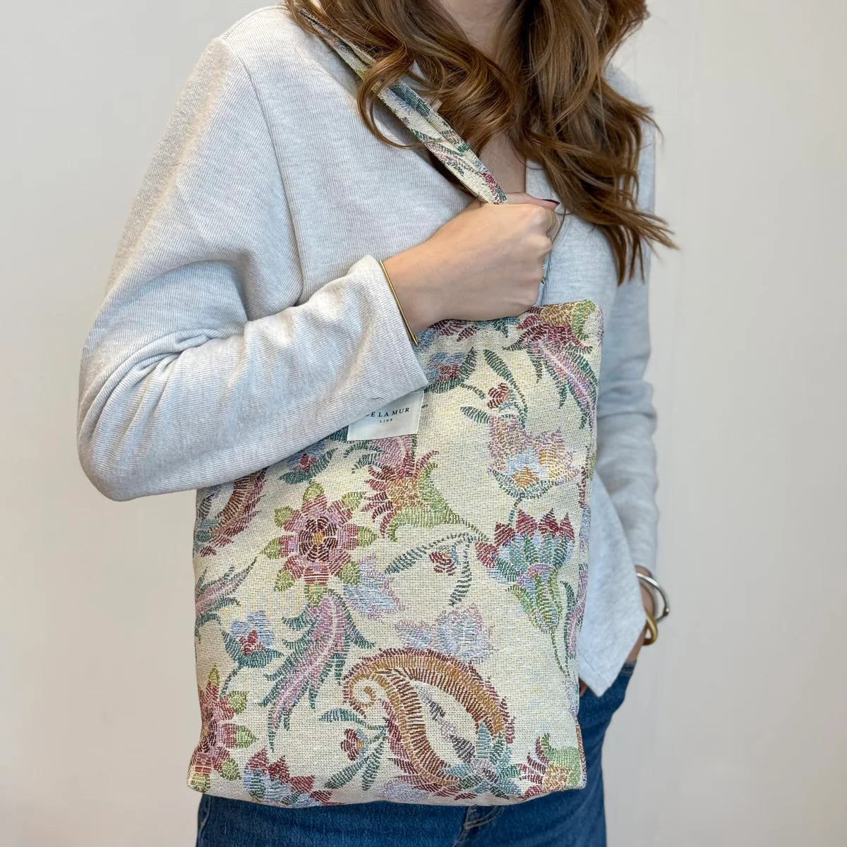 De La Mur Tragetasche mehrfarbiges Blumenmuster mit Zip