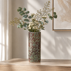 Vase dunkelbraun mit grünen Sprenkeln