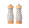 Salz & Pfeffer Set creme mit grauen Blumen
