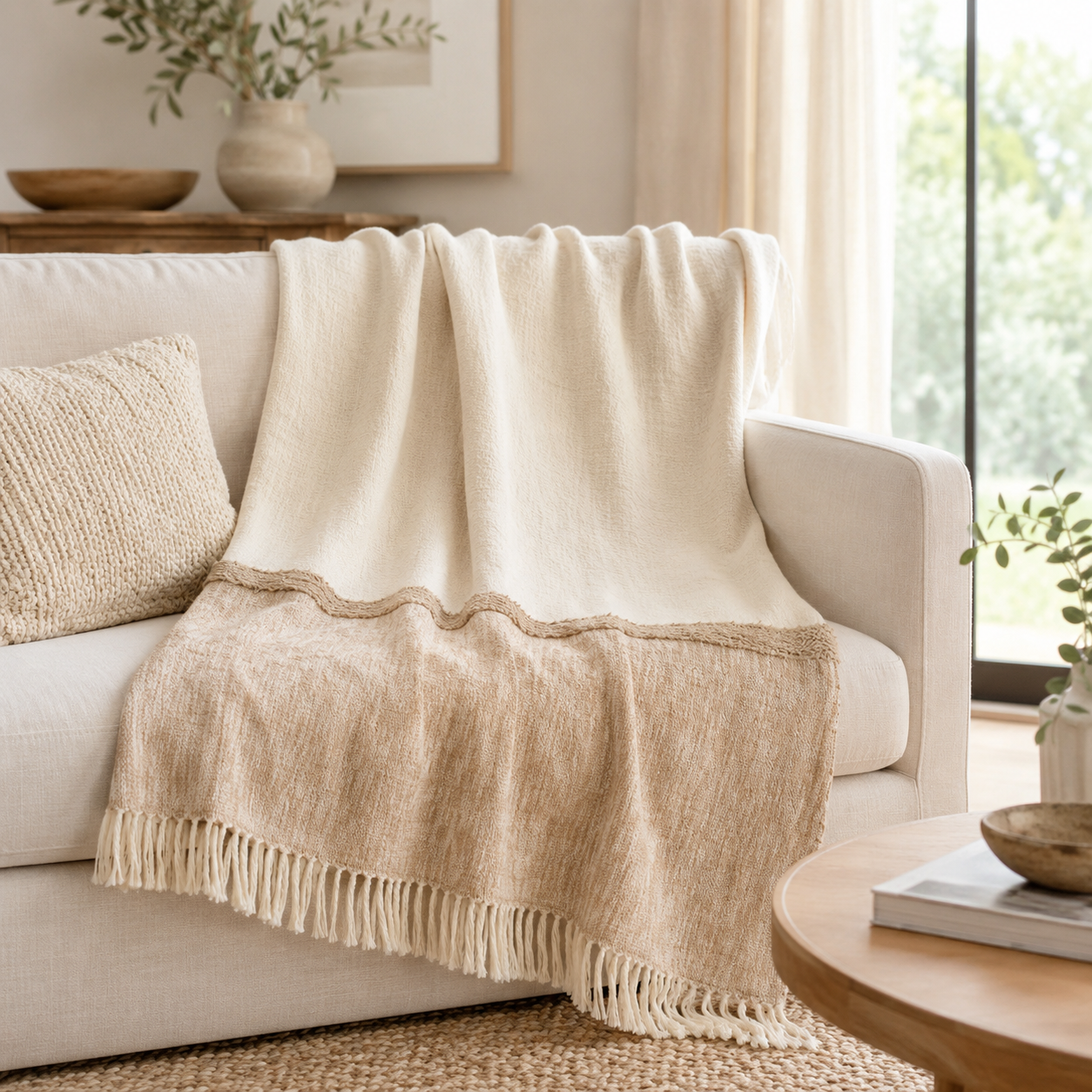 Decke Athen creme/beige
