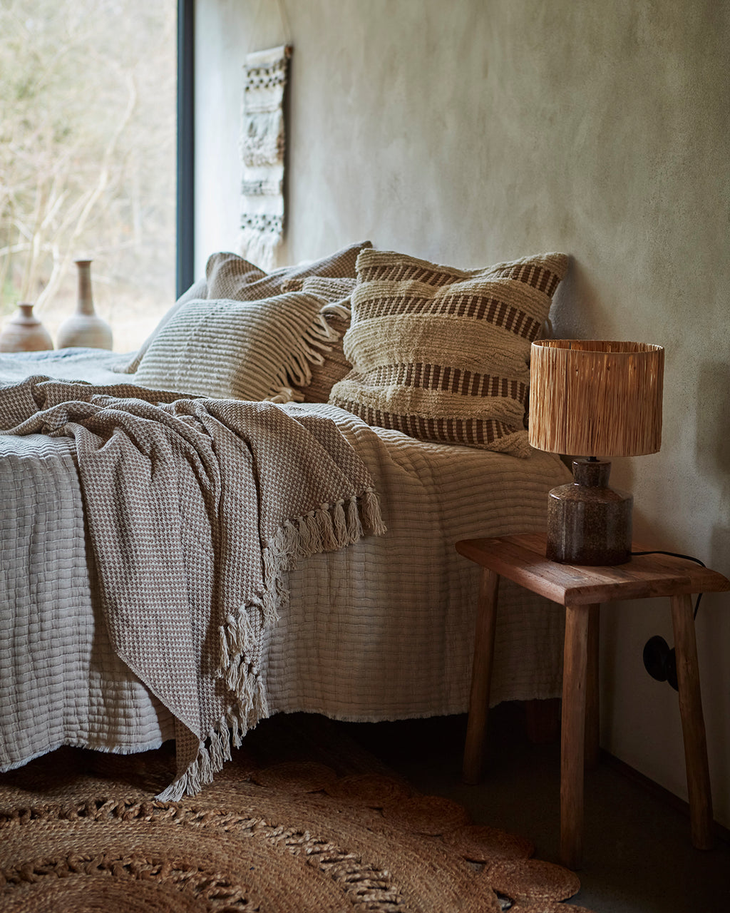 Decke beige und creme gemustert
