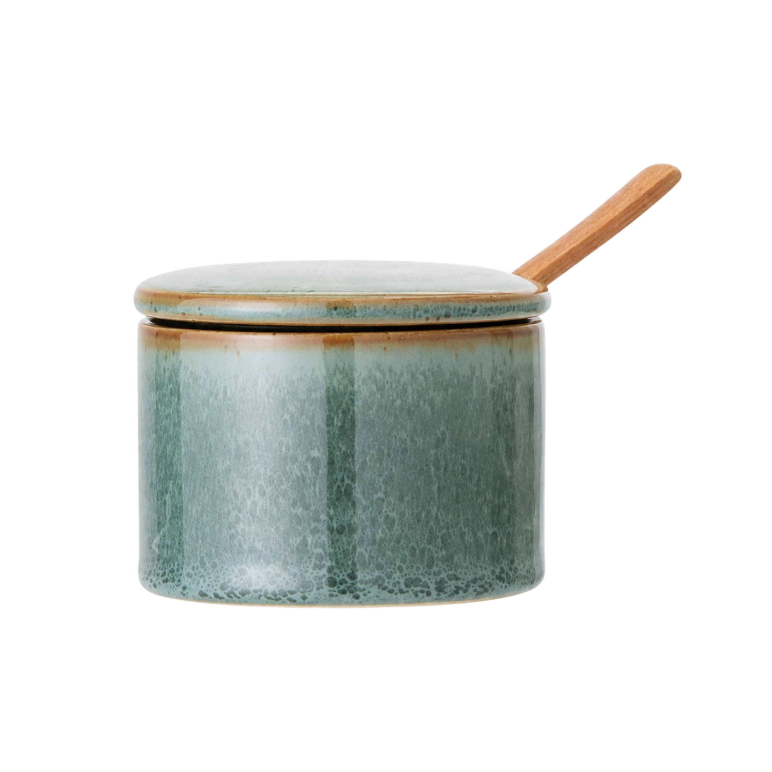 Gefäß mit Deckel und Holzlöffel