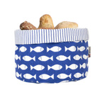 Stofftkorb blau mit weißen Fischen