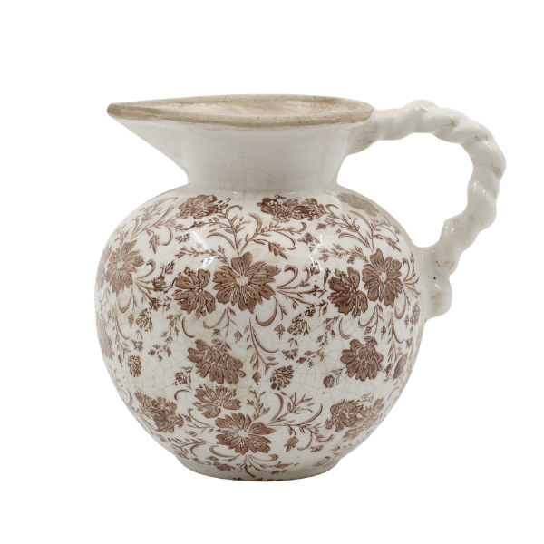 Krug mit Blumenmotiv in mokka