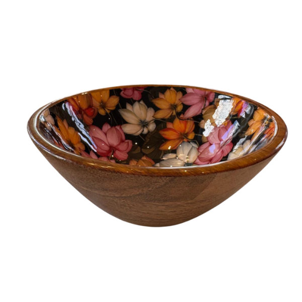Schüssel Blumen Mangoholz M