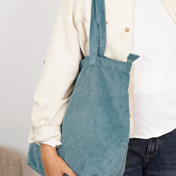 De La Mur Shopper Cord jade mit Zip