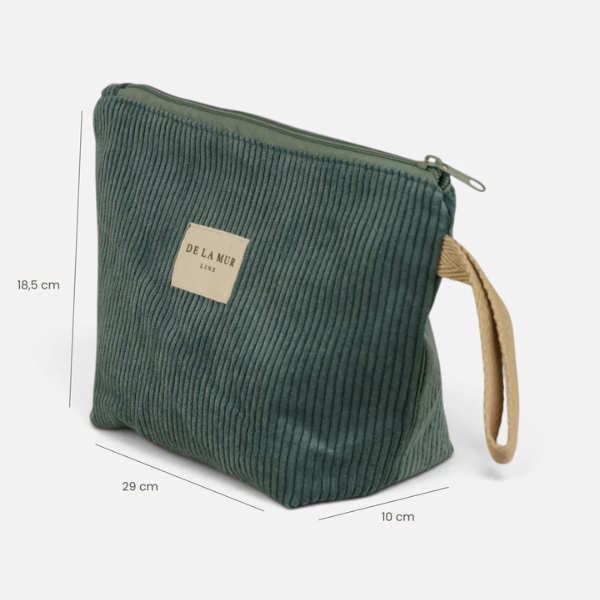 De La Mur Necessaire in jadefarbenen Cord
