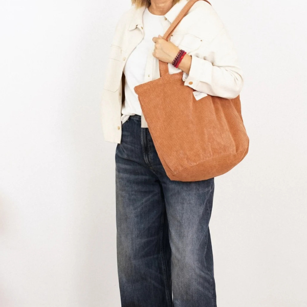De La Mur Shopper Cord cognacbraun mit Zip