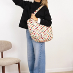 De La Mur Shopper beige mit buntem geometrischen Muster mit Zip