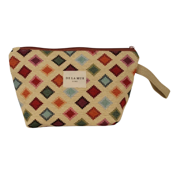 De La Mur Necessaire in  beige mit buntem geometrischen Muster