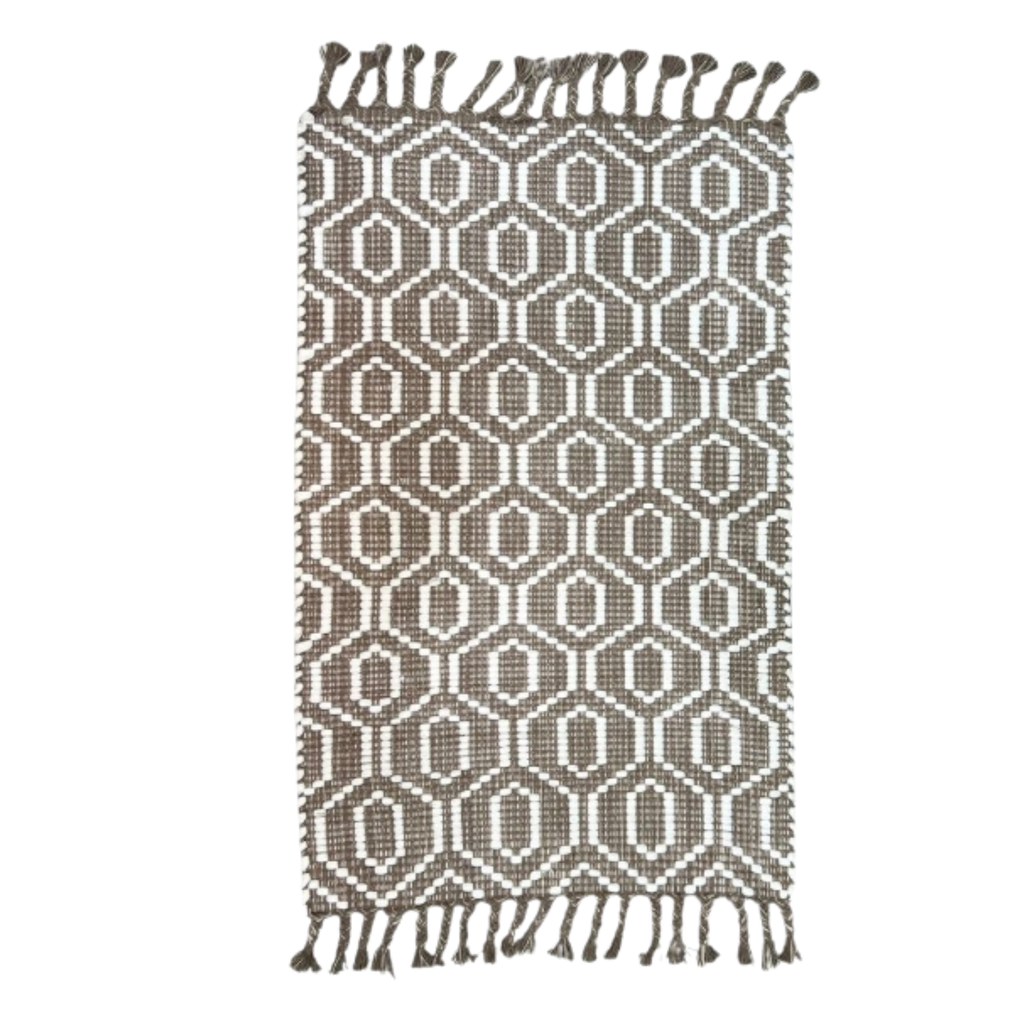 Teppich dunkelbeige mit Fransen