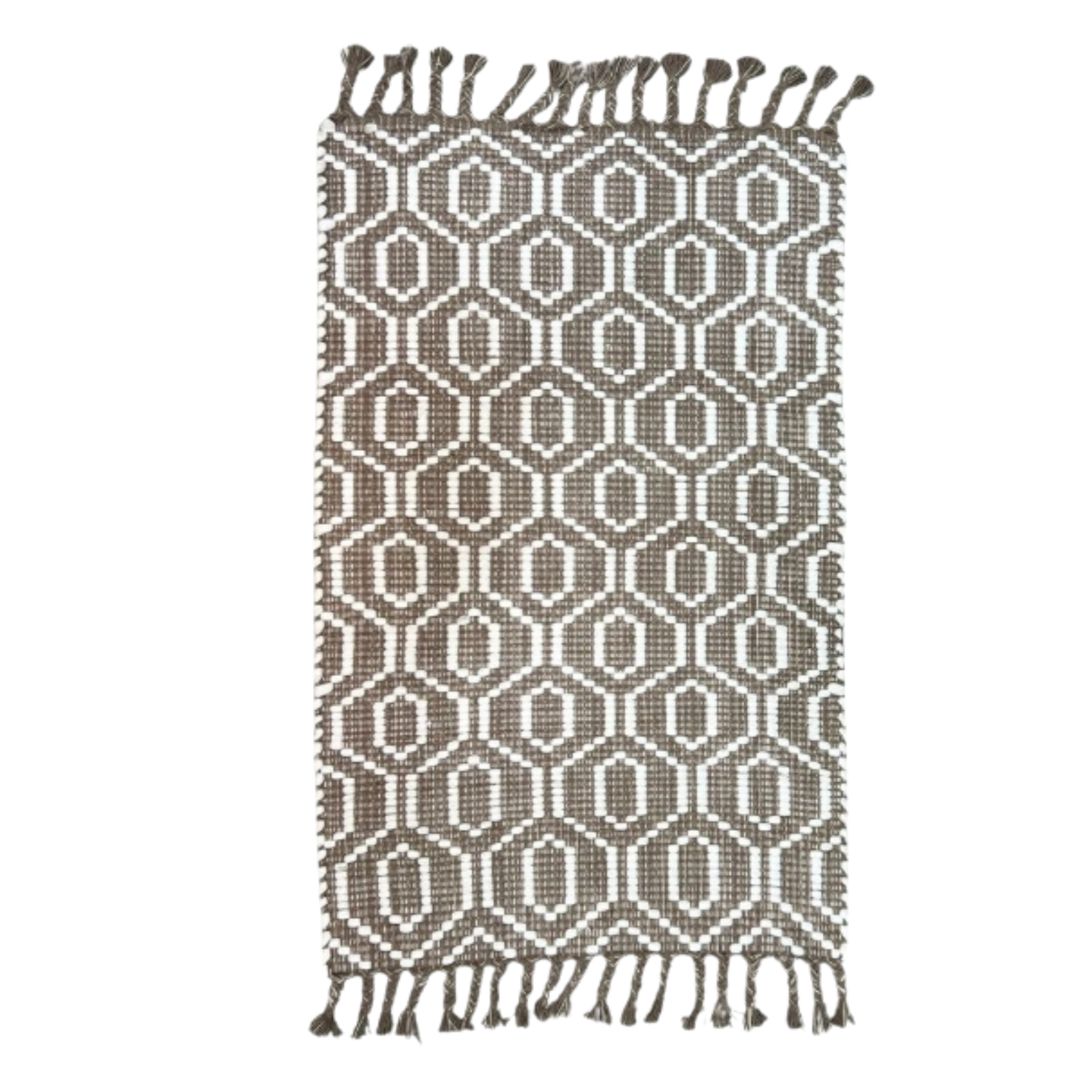 Teppich dunkelbeige mit Fransen