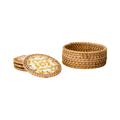 Glasuntersetzer Rattan gelb