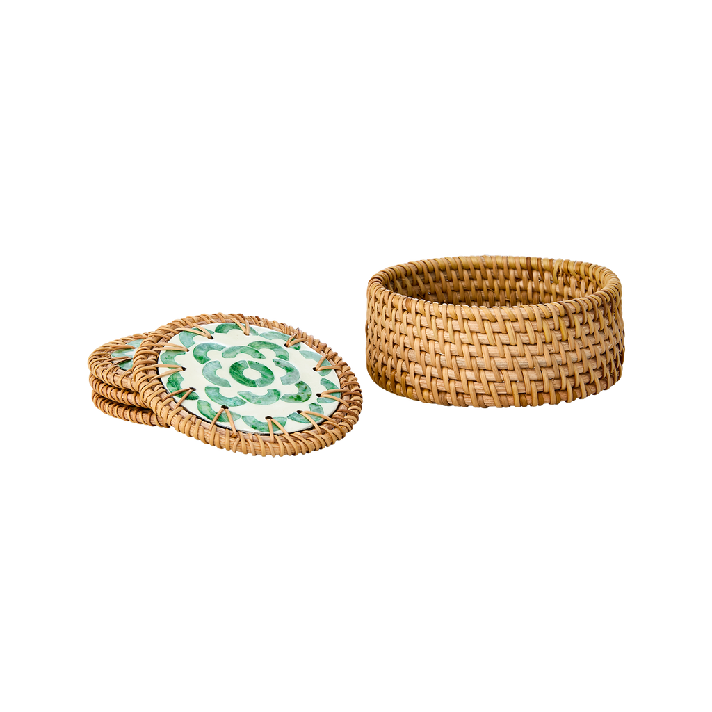 Glasuntersetzer Rattan grün