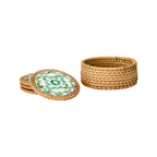 Glasuntersetzer Rattan grün