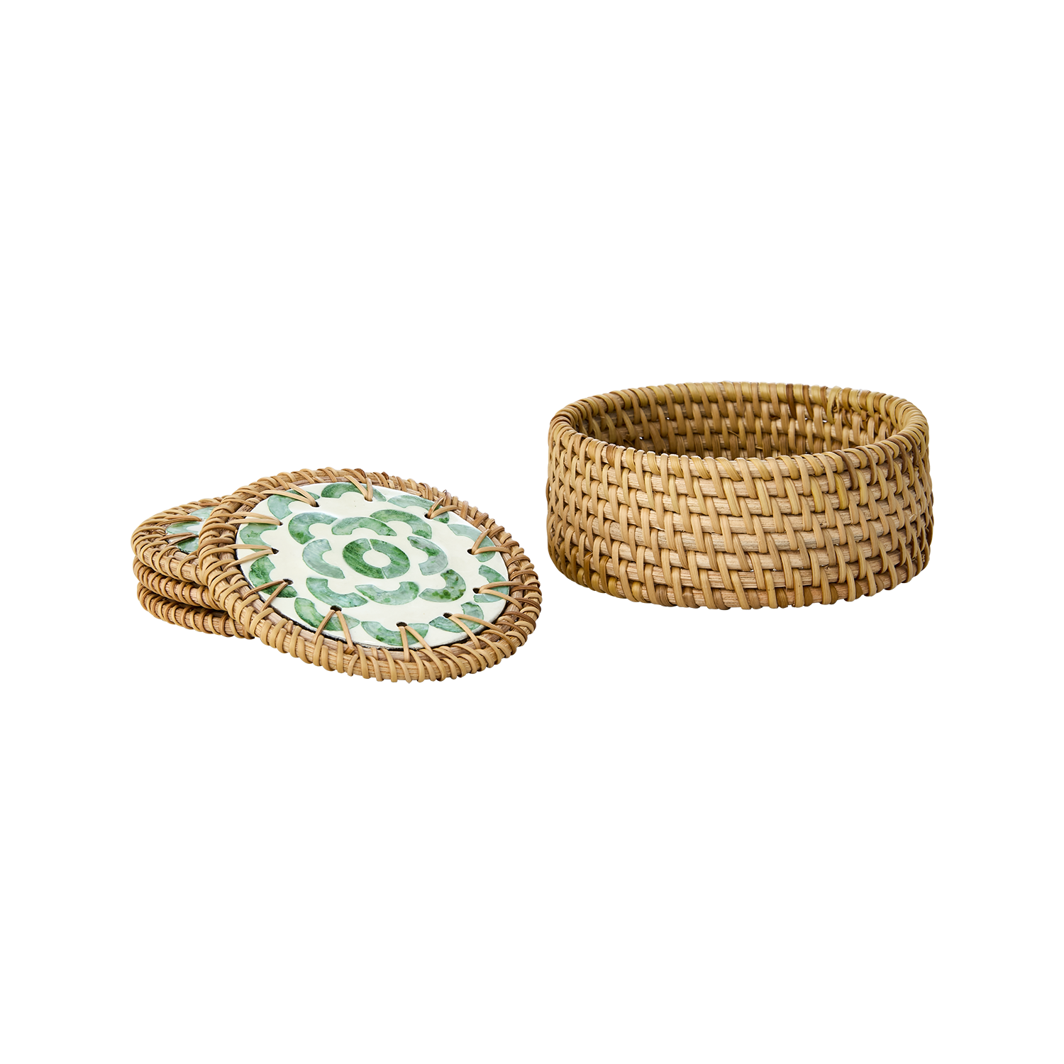 Glasuntersetzer Rattan grün