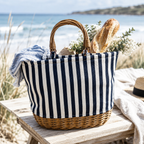Korb Beach dunkelblau gestreift