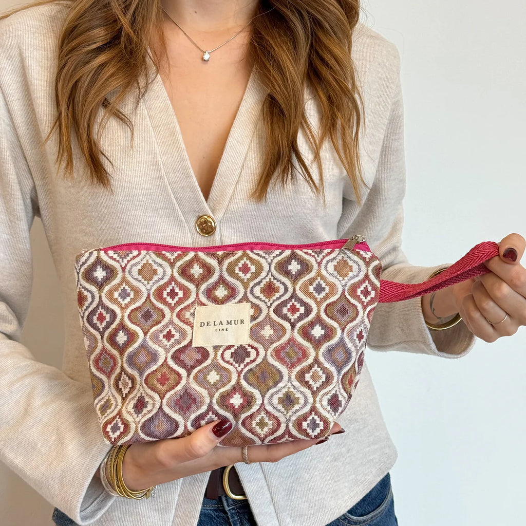 De La Mur Necessaire mit lila-pinkem Muster L
