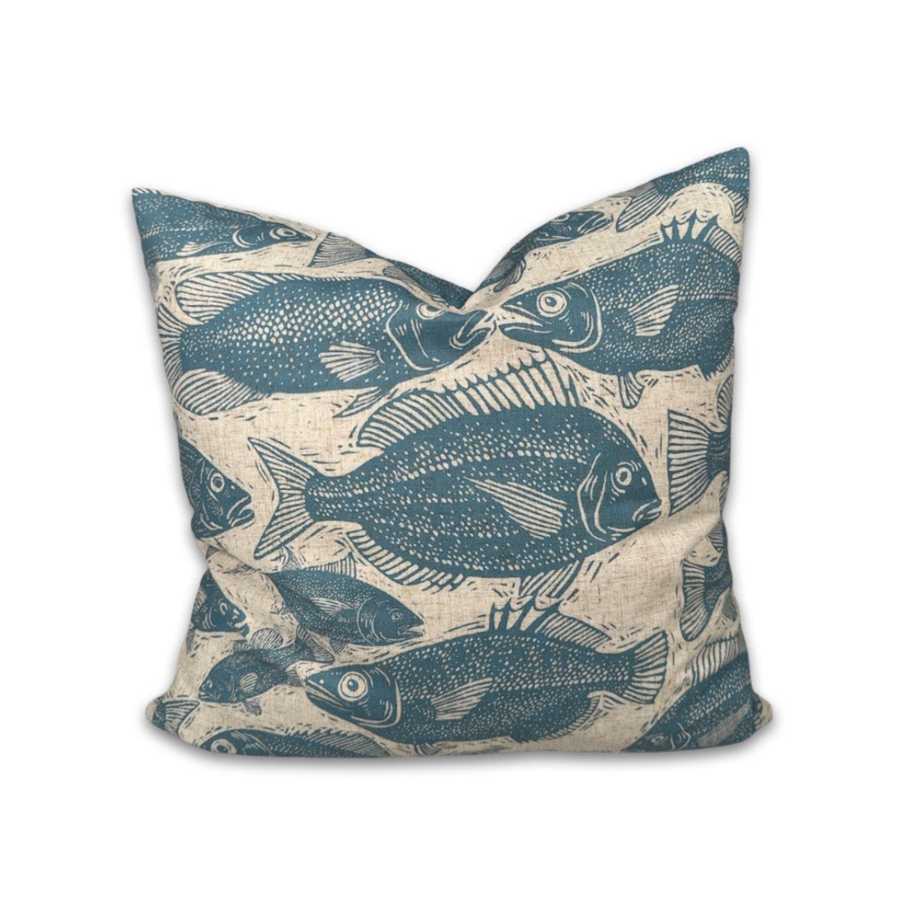 Polsterüberzug Fische hellblau
