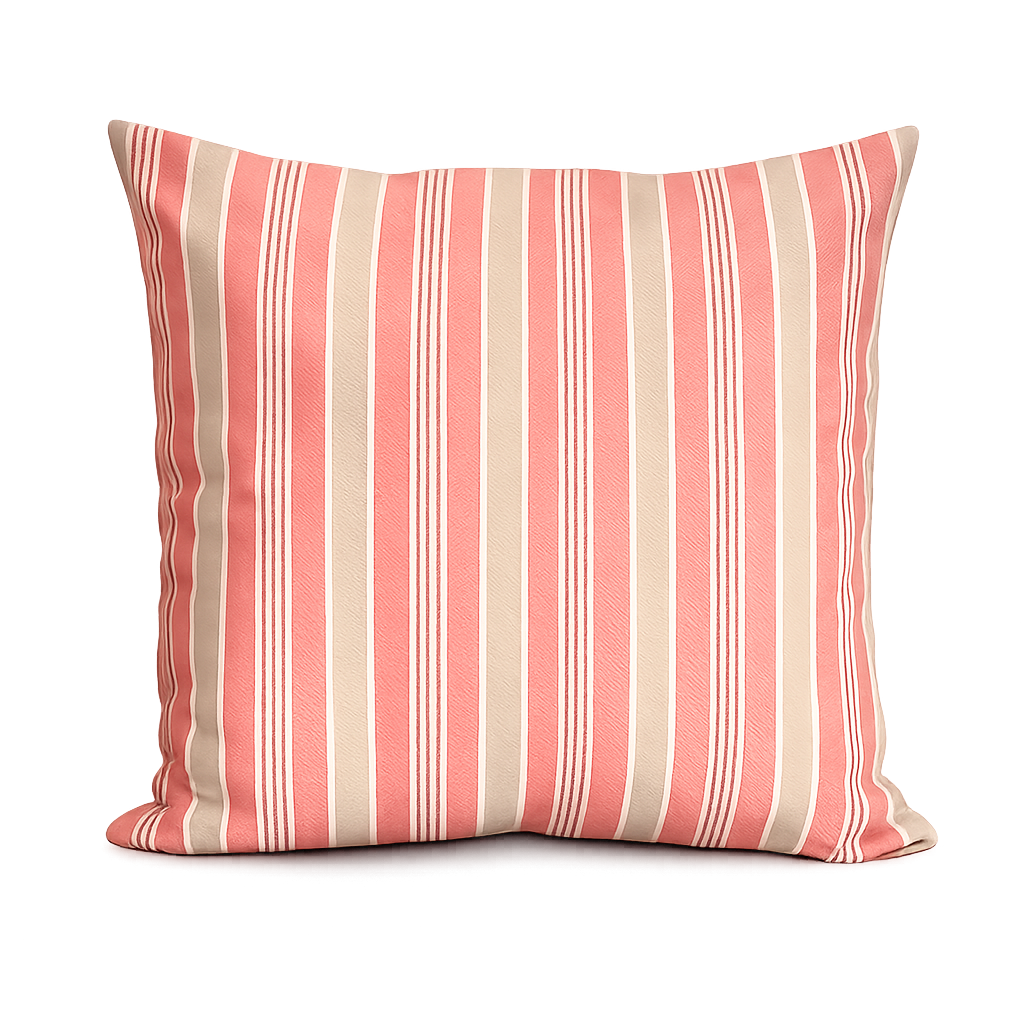 Polsterüberzug rosa mit beigen Streifen / Rückseite einfärbig beige