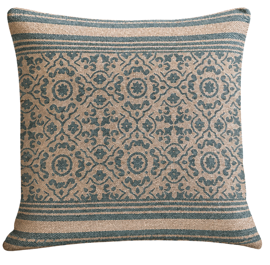 Polster türkis mit Ornamentmuster