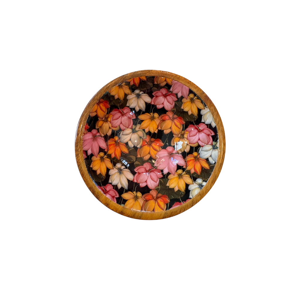 Schüssel Blumen Mangoholz L