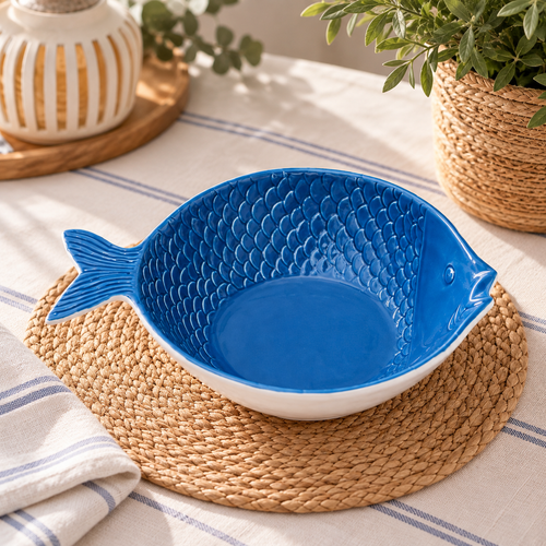 Schüssel Fisch blau