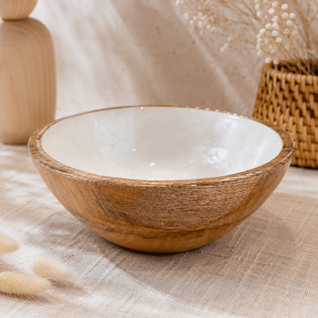 Schüssel Mangoholz Pearl weiß M