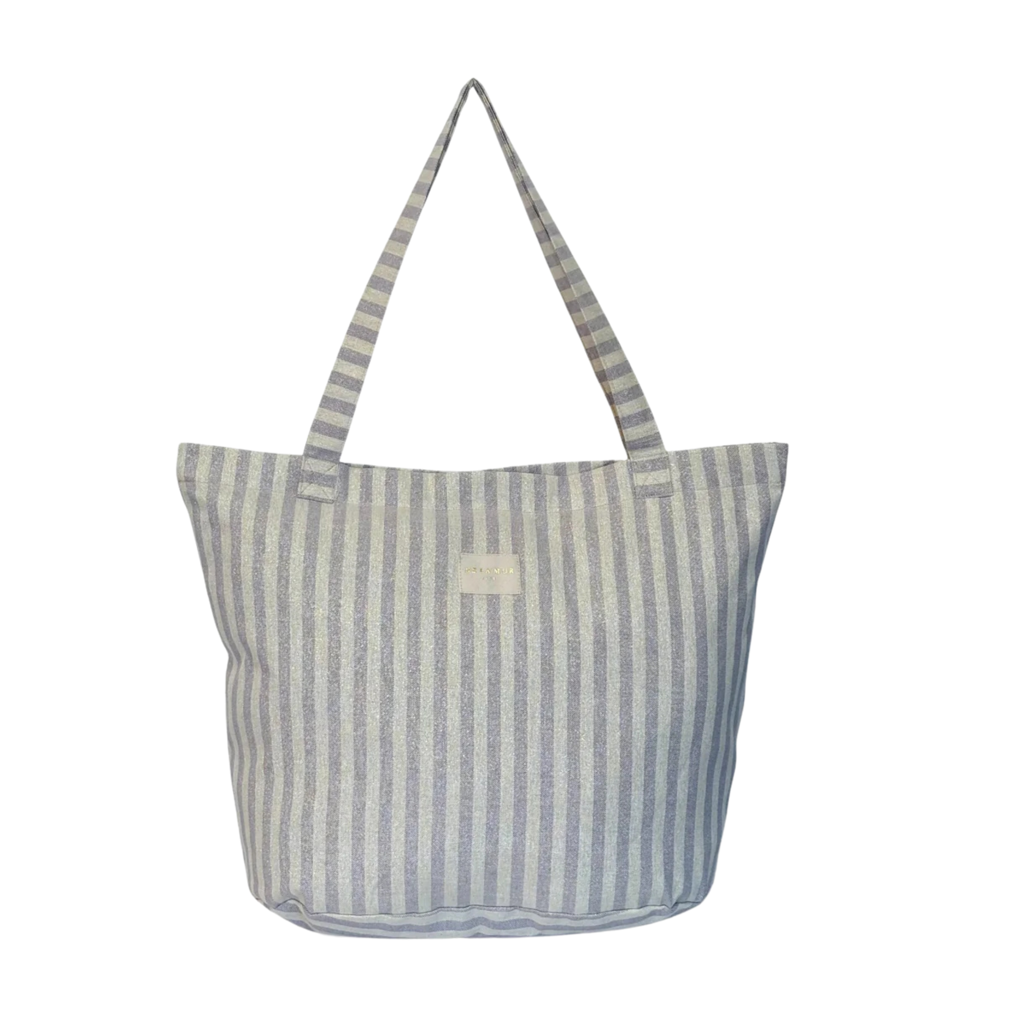 Shopper lila-creme glänzend mit Reißverschluss
