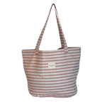 De La Mur Shopper ecru und rosa mit gänzendem Ton