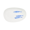 Servierteller oval mit blauen Fischen