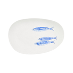 Servierteller oval mit blauen Fischen