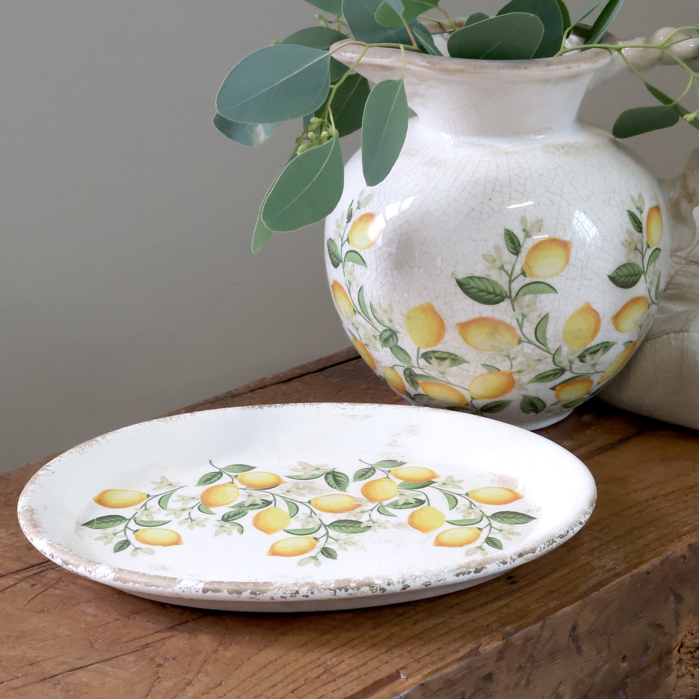 Servierteller Zitrone antique oval